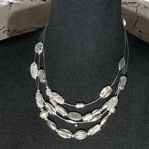 Silver Color Multi Strand Necklace